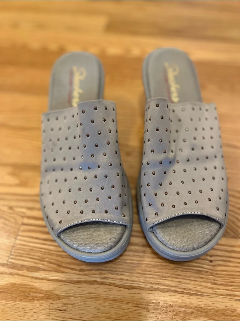 Skechers Gray Slip-On Comfort Slide Wedges